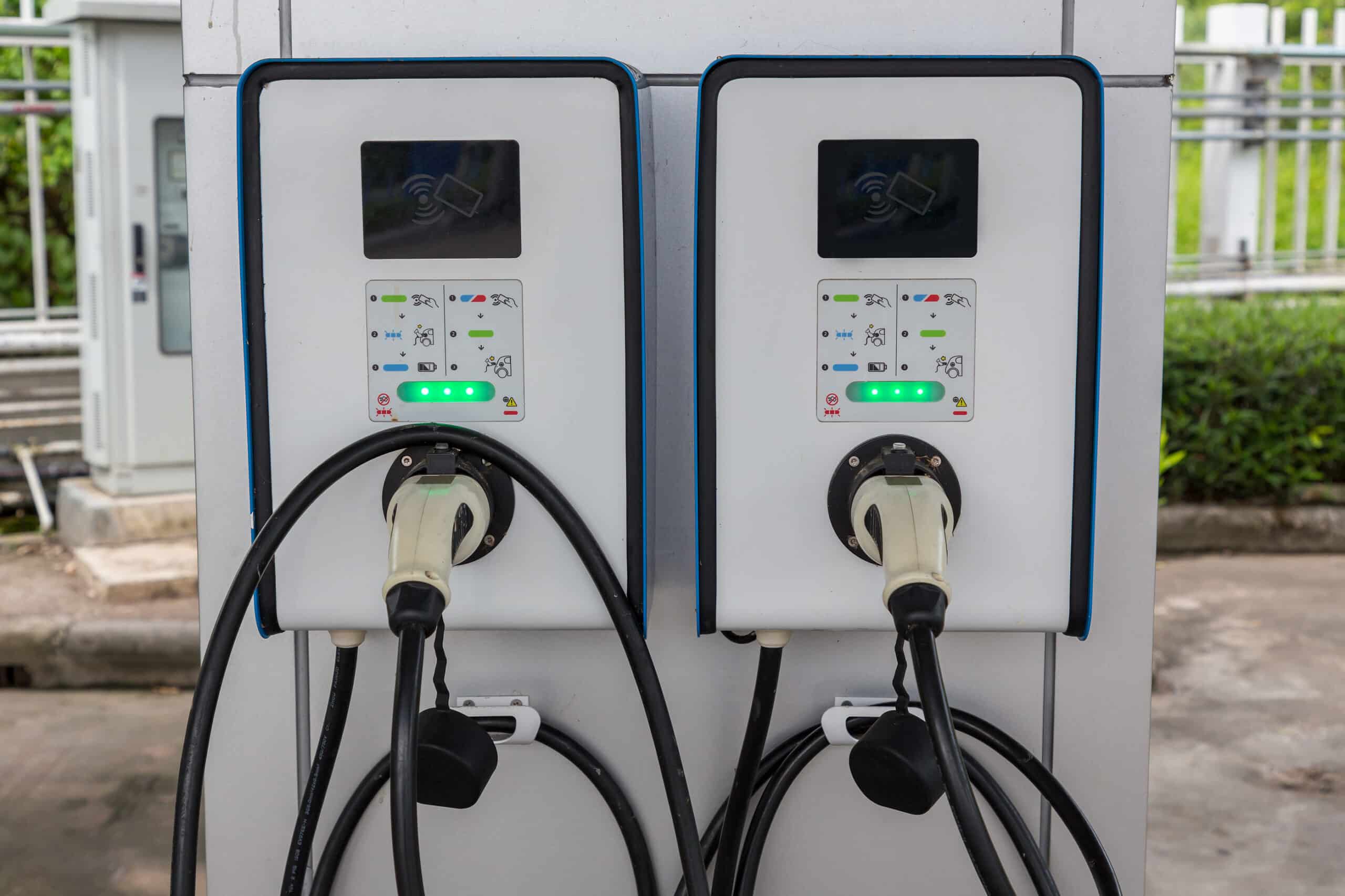 Electric Car Charging Station. Hybrid Car Electric Charger Stati