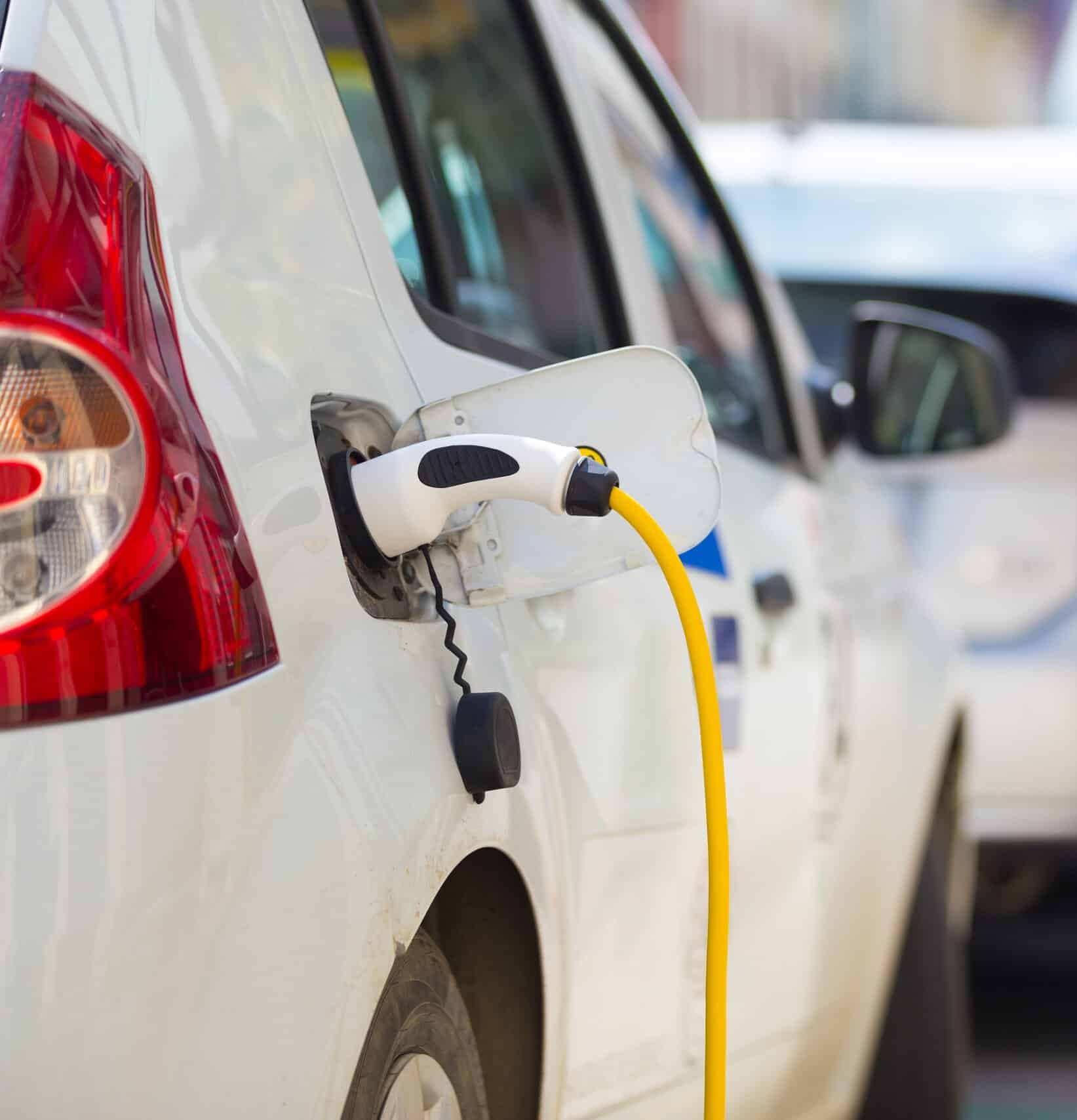 Electric Car in Charging Station.